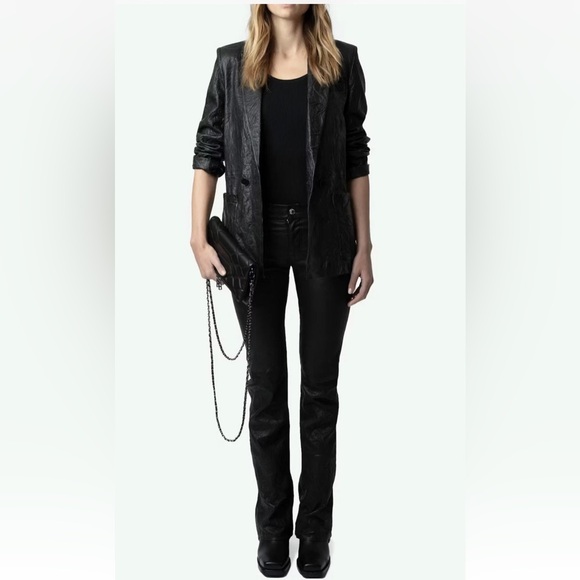 Zadig & Voltaire Rock XL Mat Scale Black Leather Clitch Shoulder Crossbody Bag - Picture 15 of 15